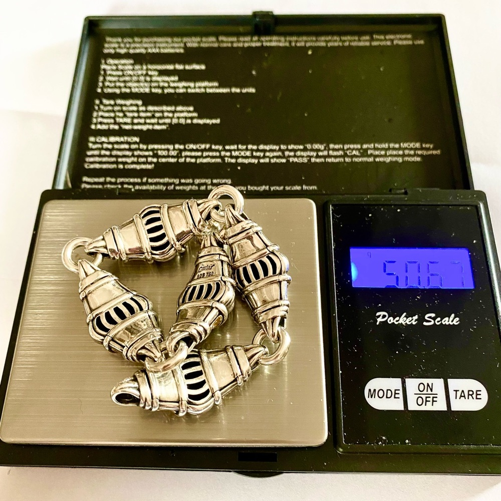 RARE Lagos sterling silver/18 kt gold fluted lattice link bracelet - Picture 8 of 10